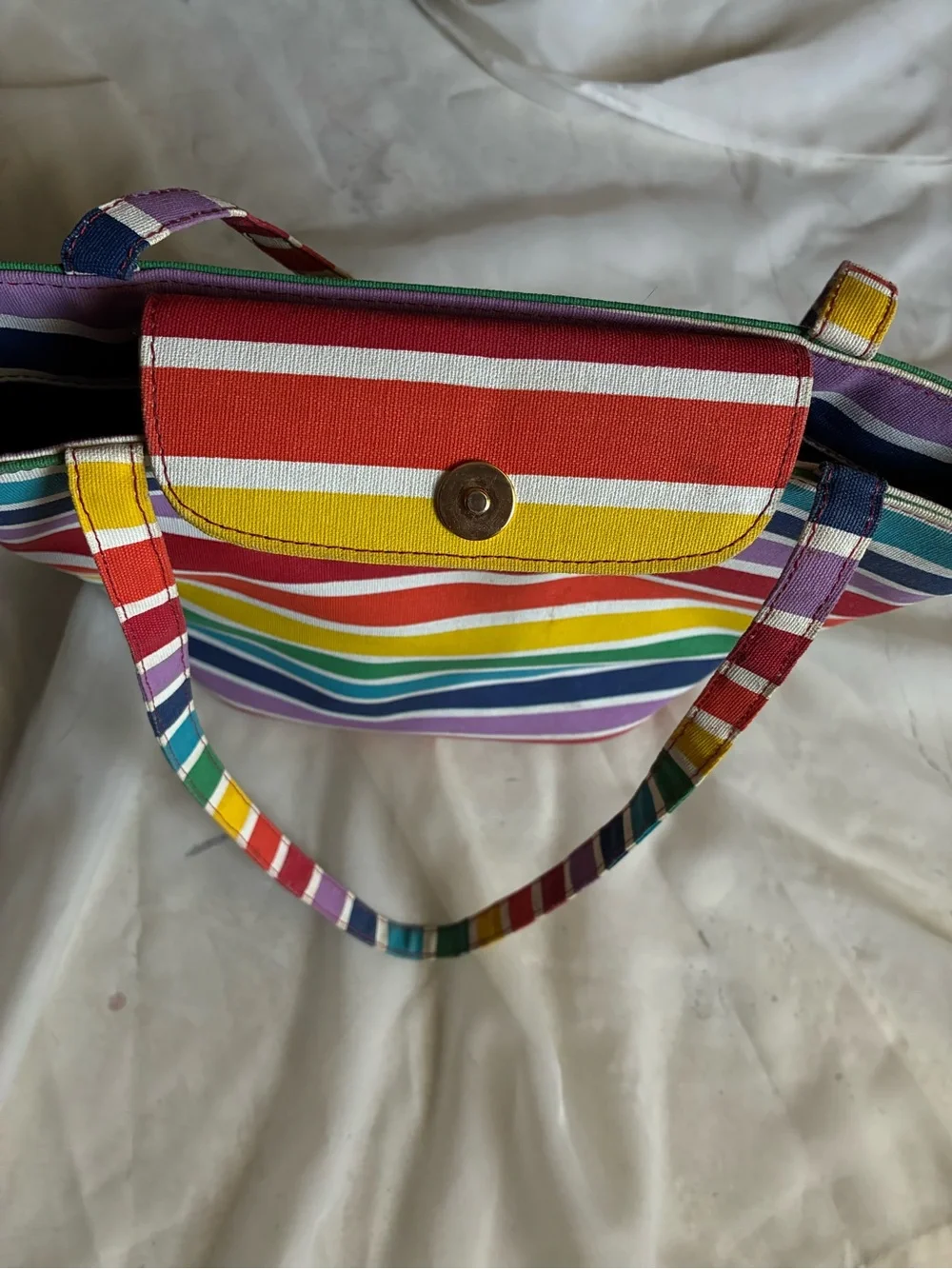 RARE Kate Spade Striped Multicolor Canvas Tote Bag